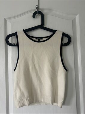 Dynamite Cream Knit Tank with Black Edge Trim